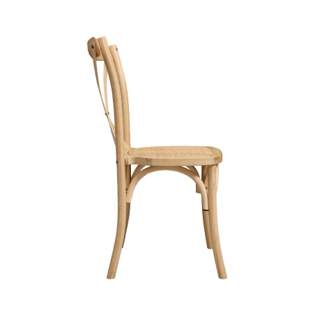 Dřevěné svatební židle CROSS-BACK WOOD RATTAN přírodní bělené