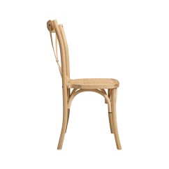 Dřevěné svatební židle CROSS-BACK WOOD RATTAN přírodní bělené