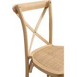 Dřevěné svatební židle CROSS-BACK WOOD RATTAN přírodní bělené