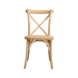 Dřevěné svatební židle CROSS-BACK WOOD RATTAN přírodní bělené
