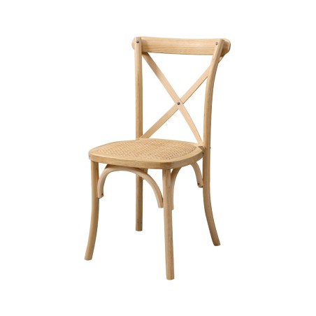 Dřevěné svatební židle CROSS-BACK WOOD RATTAN přírodní bělené