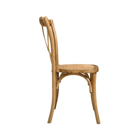 Dřevěné svatební židle CROSS-BACK WOOD RATTAN jasný rustikální