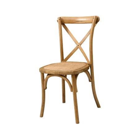 Dřevěné svatební židle CROSS-BACK WOOD RATTAN jasný rustikální