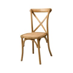 Dřevěné svatební židle CROSS-BACK WOOD RATTAN jasný rustikální