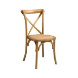 Dřevěné svatební židle CROSS-BACK WOOD RATTAN jasný rustikální