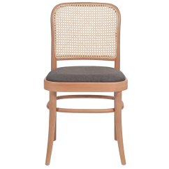 Dřevěné restaurační židle LOOMI 811 rattan šedý sedák