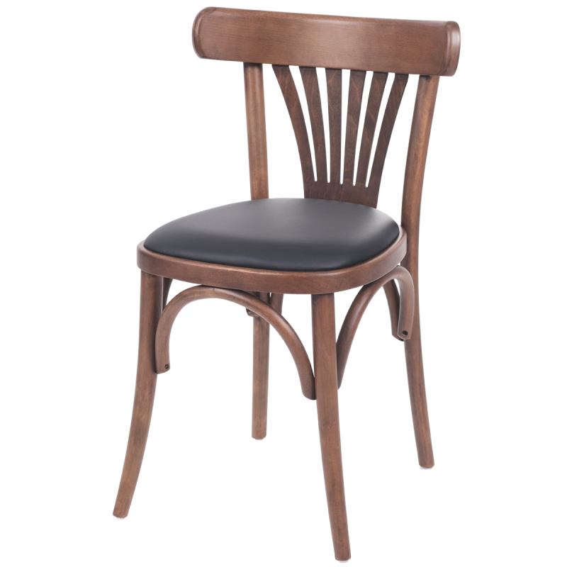 Dřevěné restaurační židle LEGEND sedák z černé ekokůže