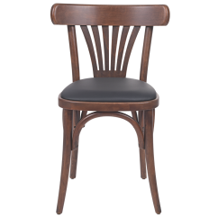 Dřevěné restaurační židle LEGEND sedák z černé ekokůže