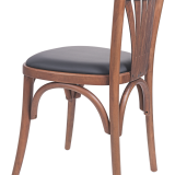 Dřevěné restaurační židle LEGEND sedák z černé ekokůže