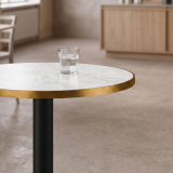 Bistro Stôl ALFA R fi 68 mramor crema se zlatou hranou