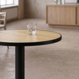 Bistro Stôl OMEGA R fi 68 dub odvěký s hranou černý mat