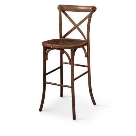 Barová židle CROSS-BACK WOOD BAR tmavý rustikální