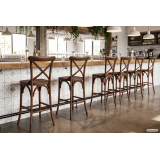 Barová židle CROSS-BACK WOOD BAR ořechové